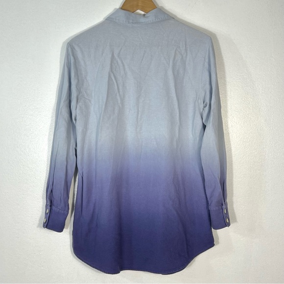 Soft Surroundings Blue Tie Dye Ombré Gauze Tunic Long Sleeve Shirt Sz S - Picture 11 of 11